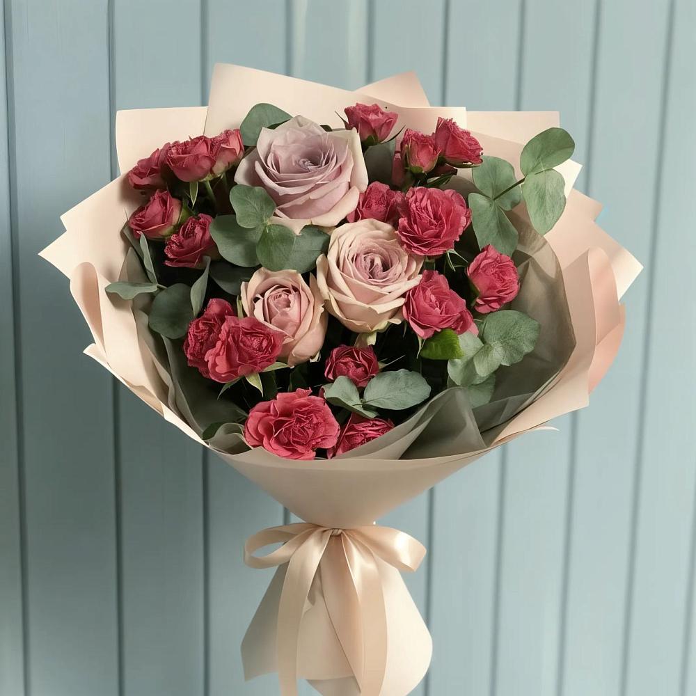 Букет цветов из: Гвоздики и Розы в Новый