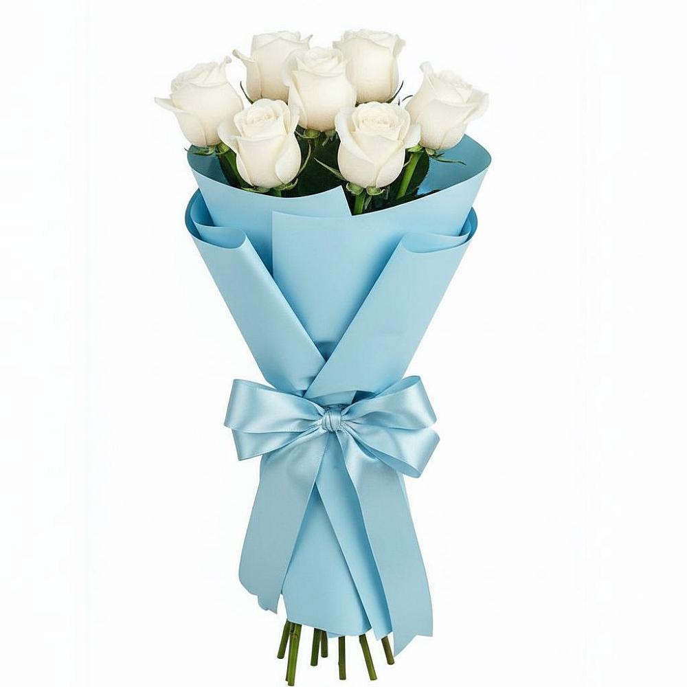 Букет 7 белых роз Проуд в Новый