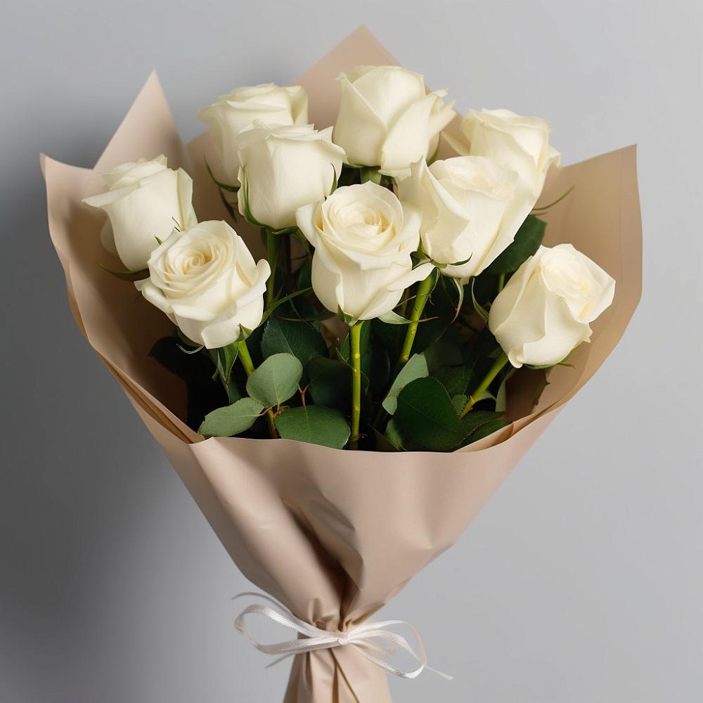 Букет 9 Белых роз Эдлесс Лав в Новый