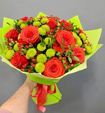 Букет цветов из:  Хризантемы и Розы #REPLACE_PRED# Новый