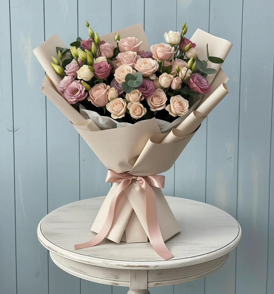 Букет цветов из: Розы и Лизиантусы в Новый