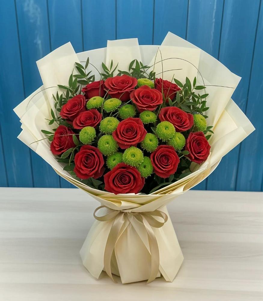 Букет цветов из: Розы и Хризантемы в Новый